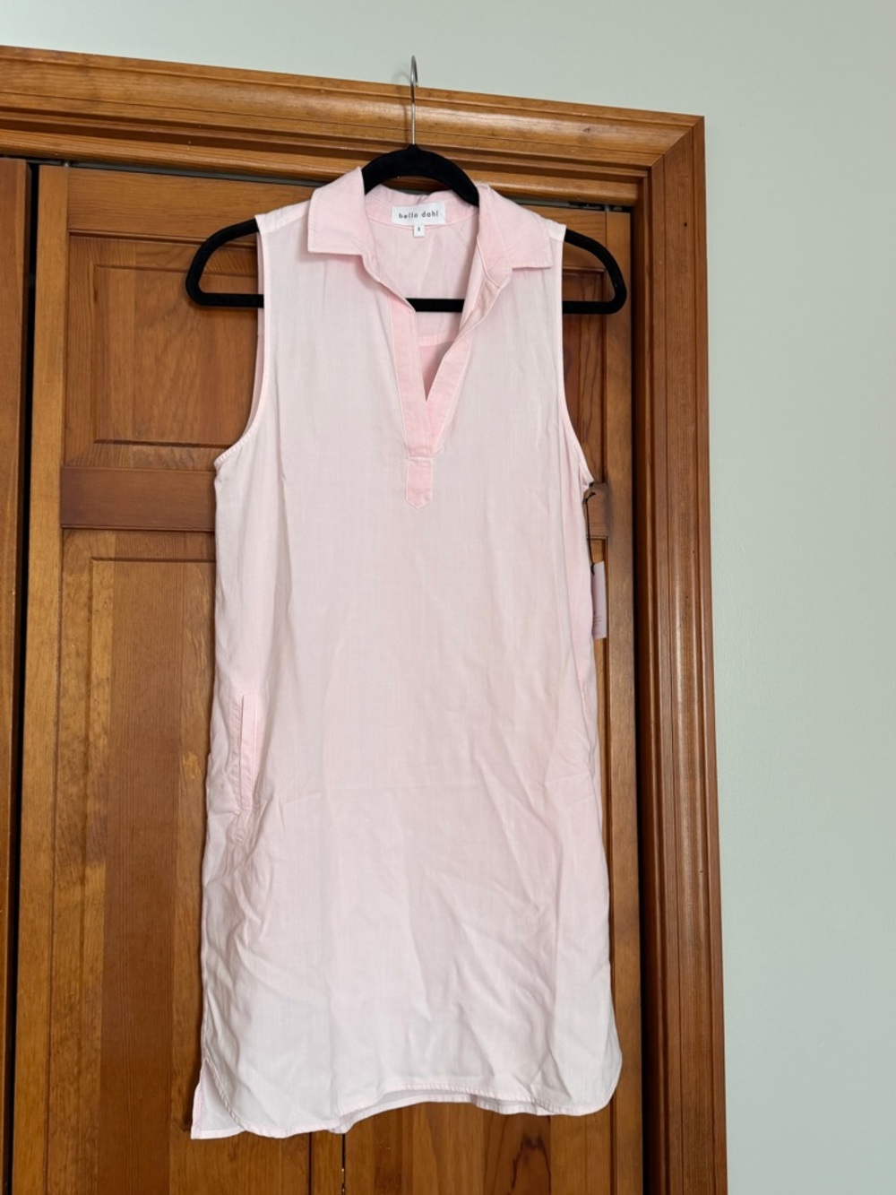 NWT - Bella Dahl - Pale Pink Sleeveless Collared Dress